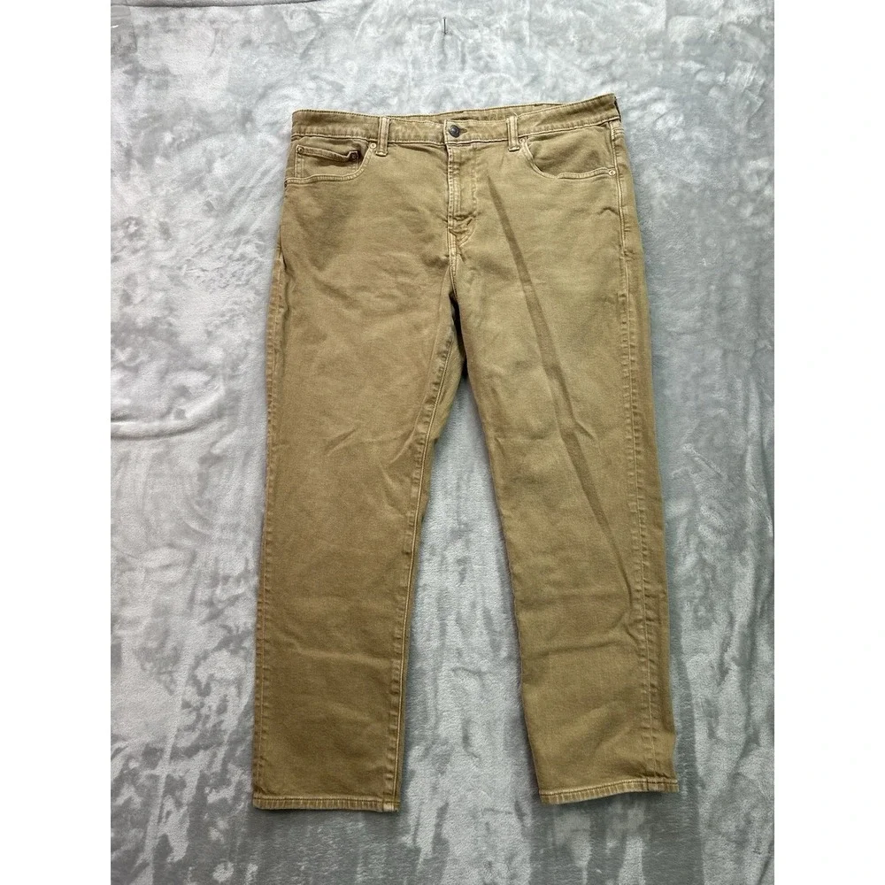 American Eagle Jeans Mens Sz 38x30 Slim Straight Tan Easy Flex Active Denim Guys